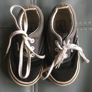 Little Kids Black and Grey Vans Size 5.5